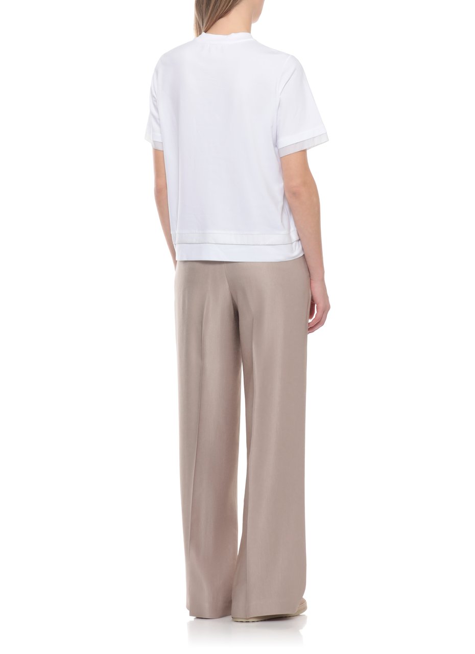 Peserico White Cotton Embellished T-Shirt Wit