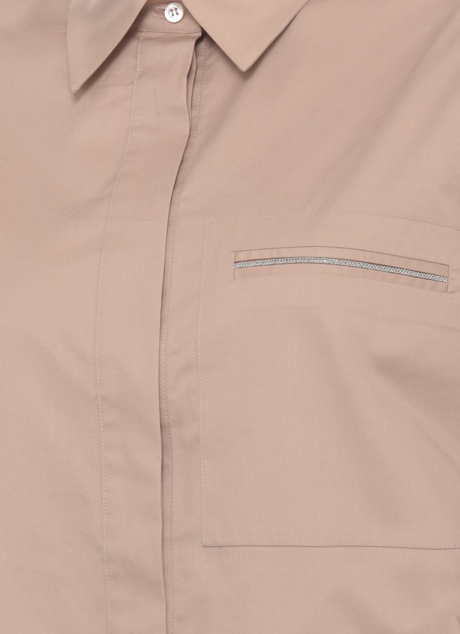 Peserico Brown Cotton Embellished Shirt Neutraal