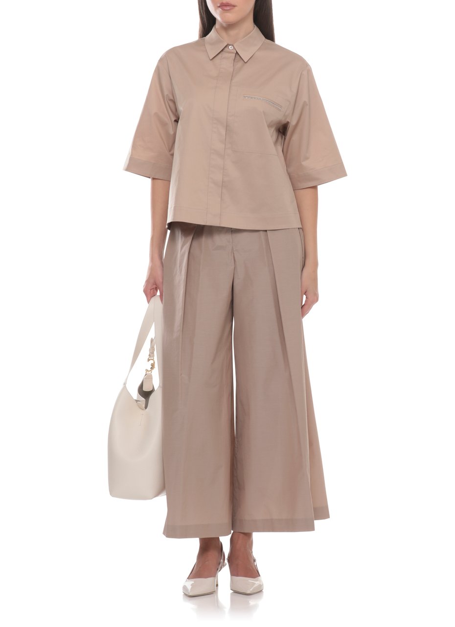 Peserico Brown Cotton Embellished Shirt Neutraal