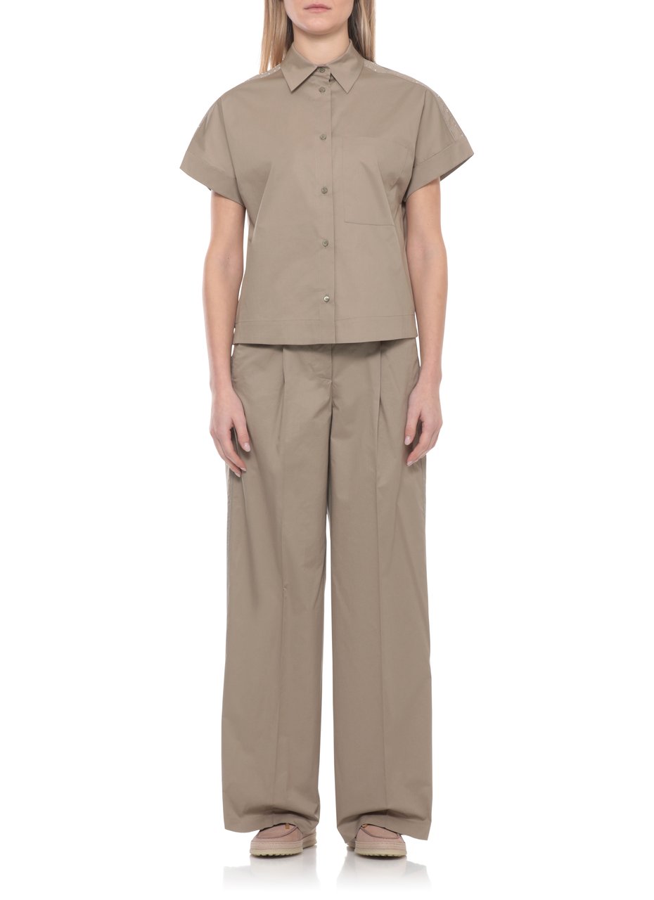 Peserico Green Cotton Embellished Shirt Neutraal