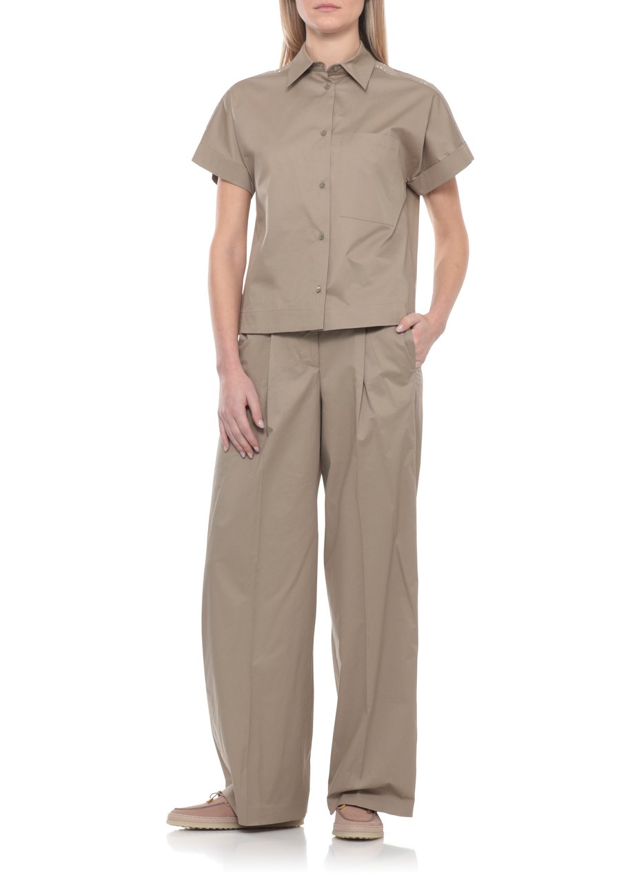 Peserico Green Cotton Embellished Shirt Neutraal