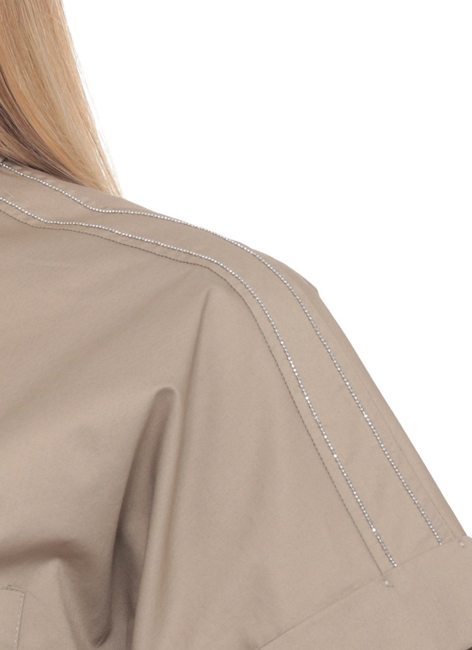 Peserico Green Cotton Embellished Shirt Neutraal