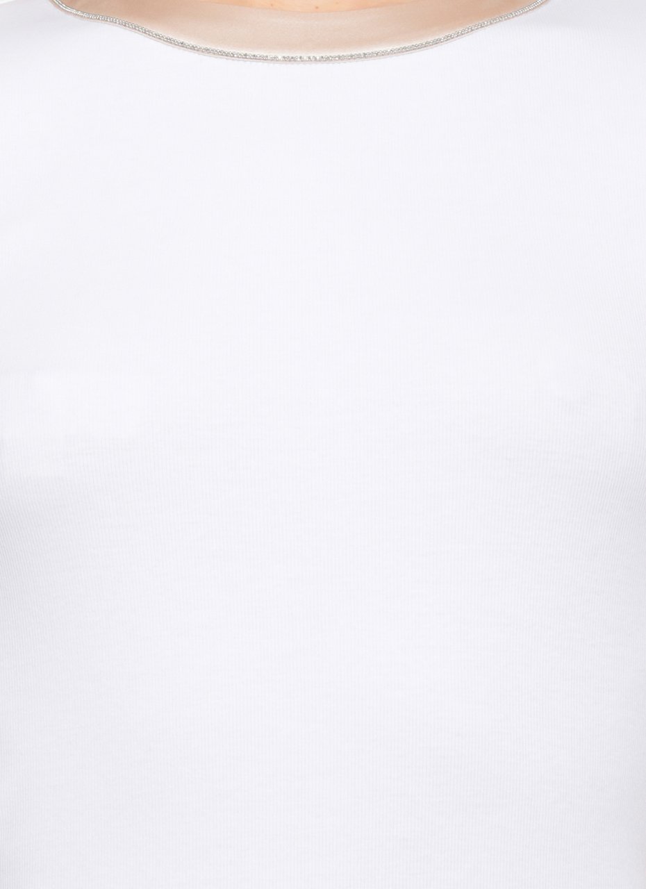 Peserico White Cotton Crewneck T-Shirt Wit