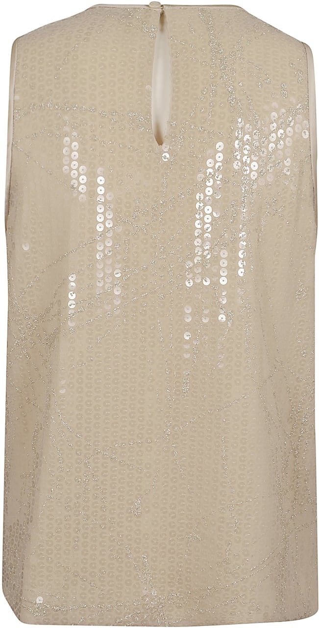 PESERICO TOP DONNA GEORGETTE CON RICAMO DI PAILLETTE Beige