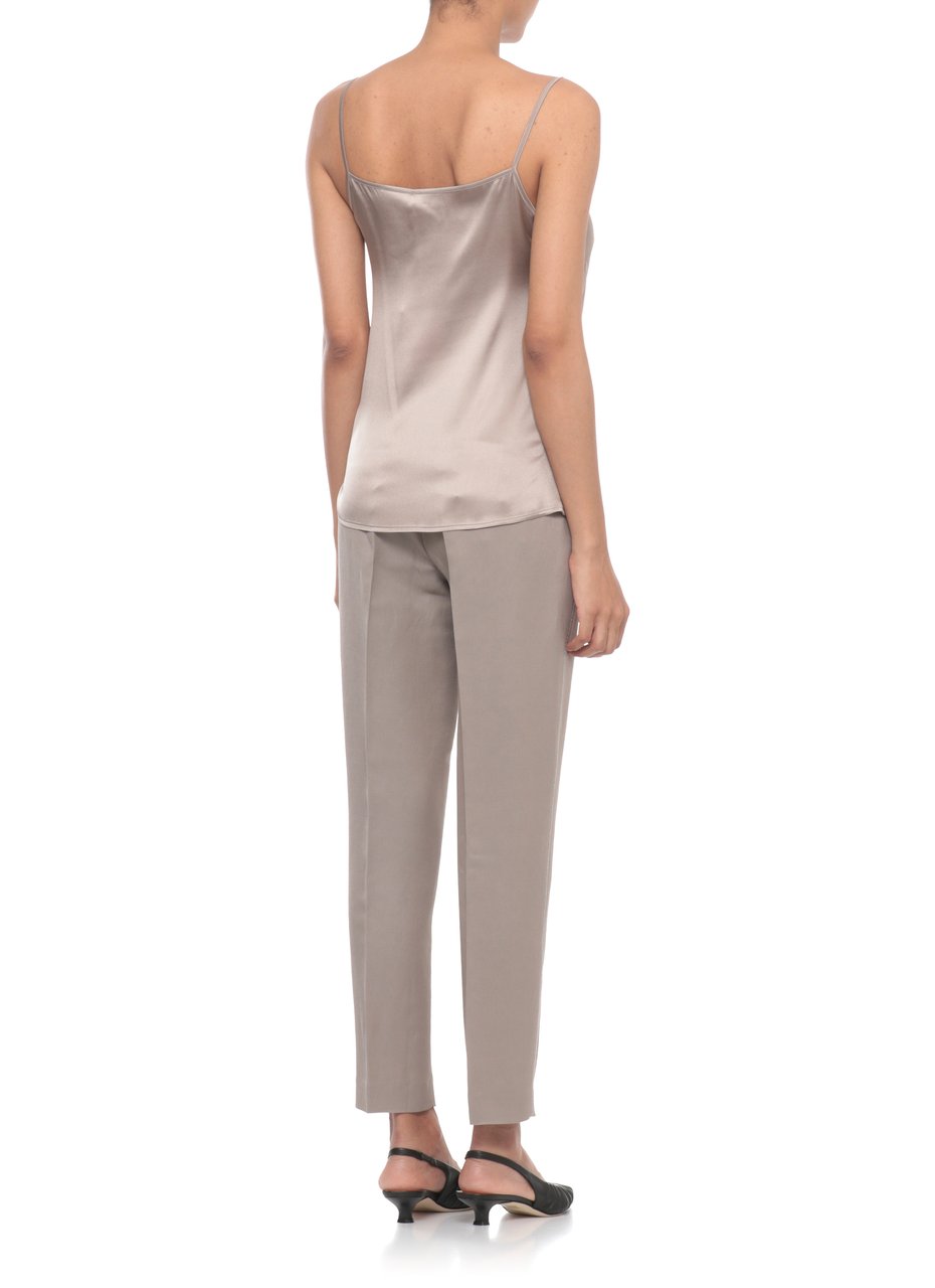 Peserico Brown Silk Embellished Tank Top Grijs