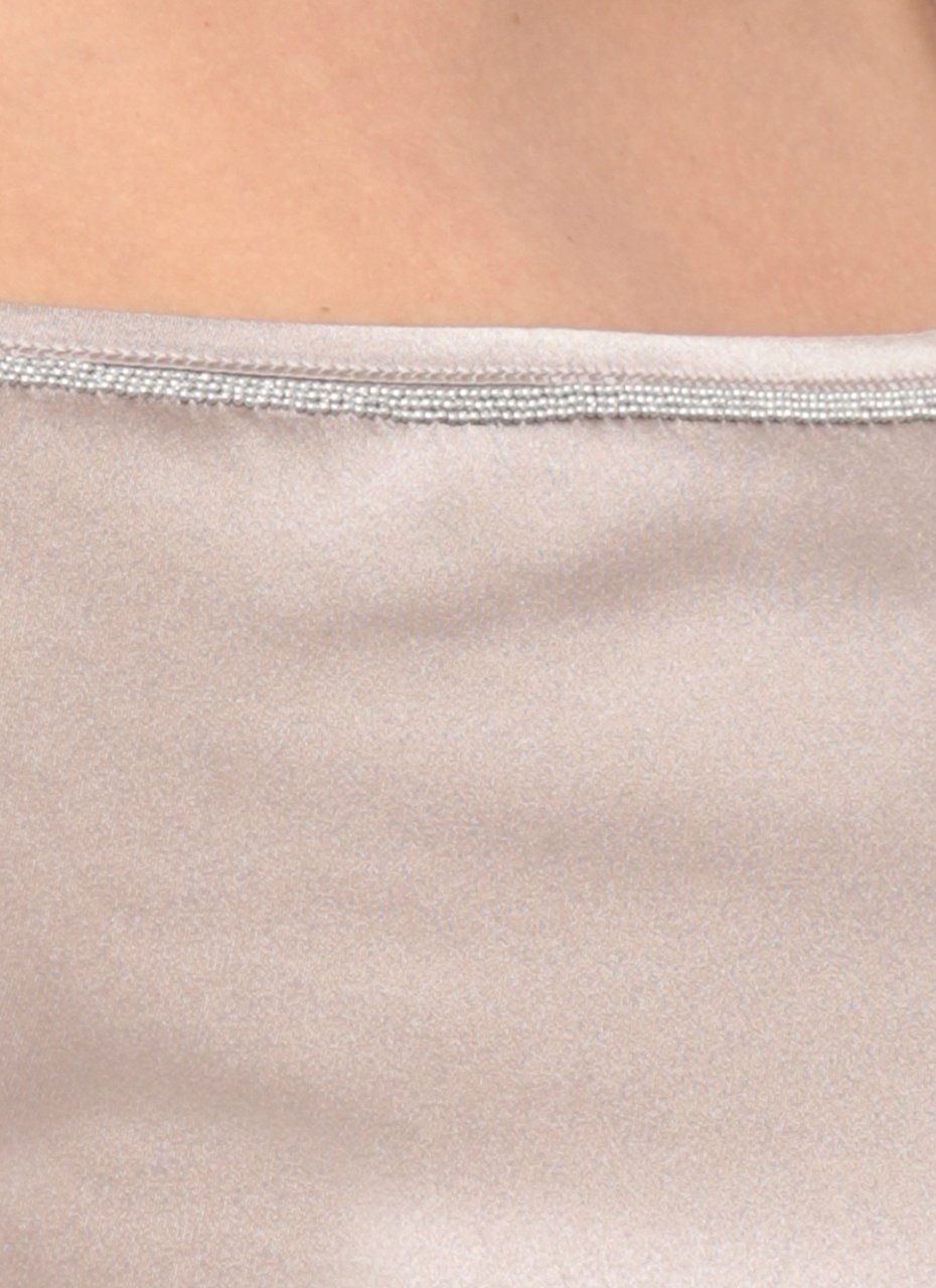 Peserico Brown Silk Embellished Tank Top Grijs