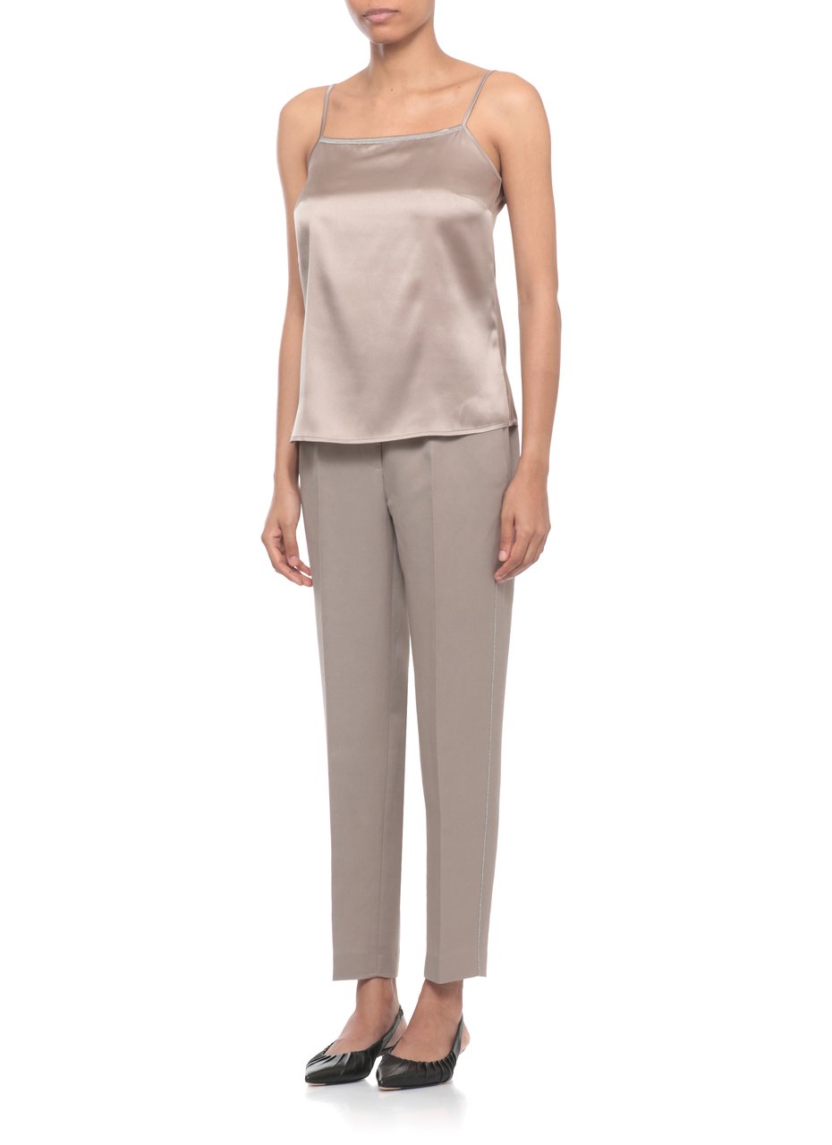 Peserico Brown Silk Embellished Tank Top Grijs
