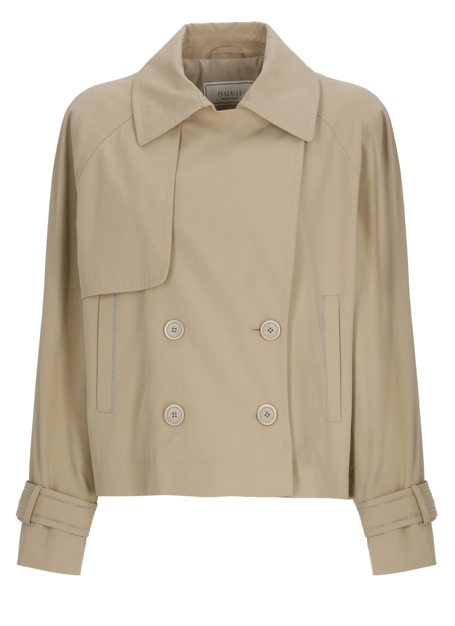 Peserico Brown Double Breasted Trench Coat Roze