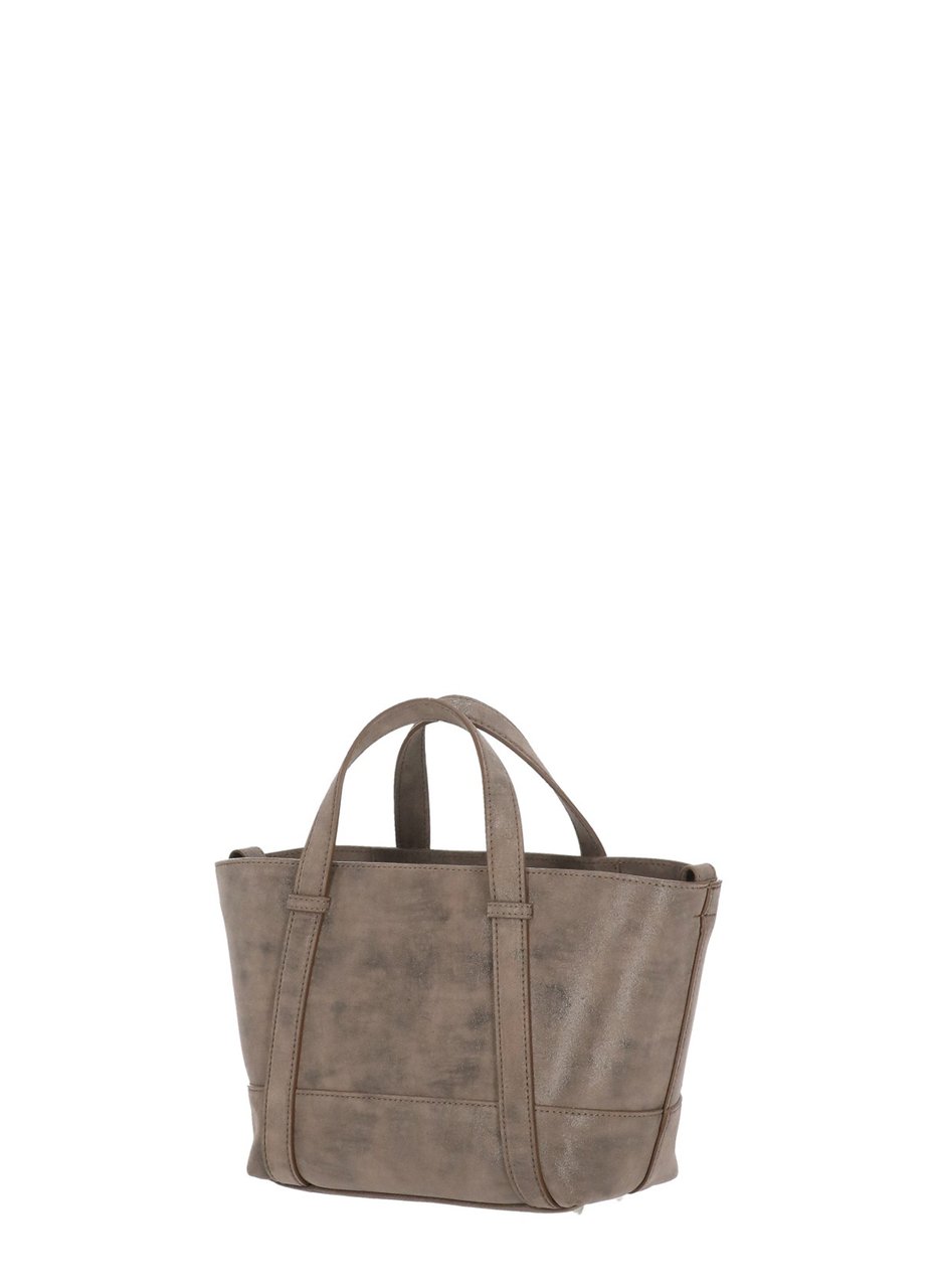 Peserico Brown Suede Bag With Rhinestone Embellishments And Removable Strap Bruin