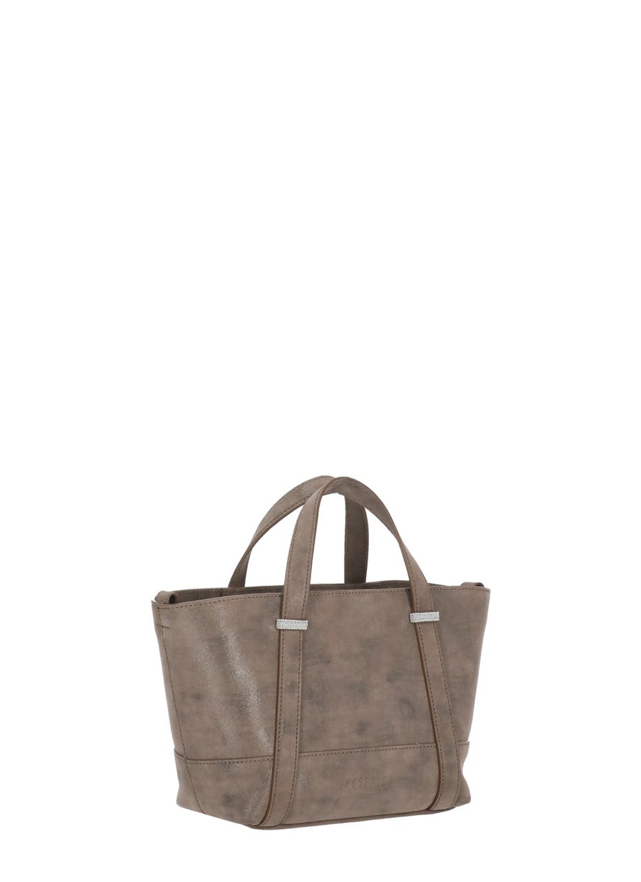 Peserico Brown Suede Bag With Rhinestone Embellishments And Removable Strap Bruin