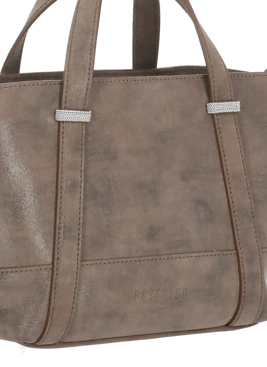 Peserico Brown Suede Bag With Rhinestone Embellishments And Removable Strap Bruin