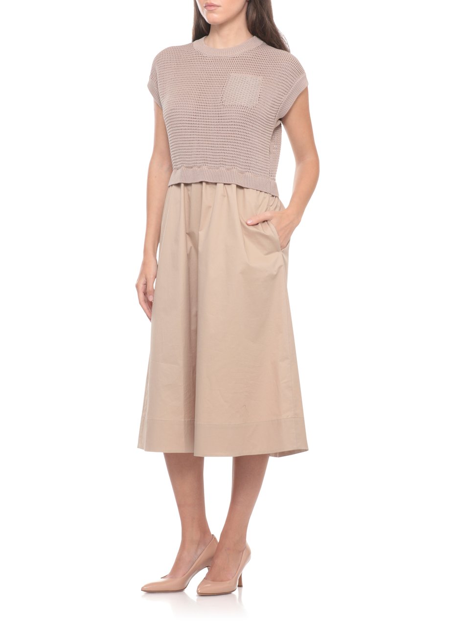 Peserico Textured Cotton Midi Dress With Half-Sleeve Top Neutraal