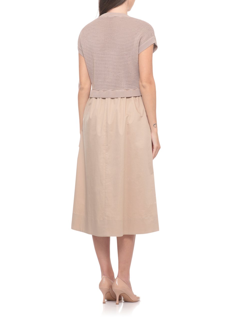 Peserico Textured Cotton Midi Dress With Half-Sleeve Top Neutraal