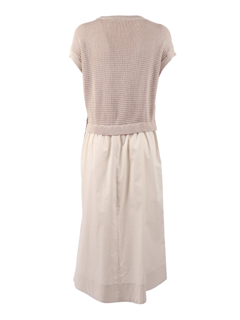 Peserico Textured Bodice Gathered Midi Dress Neutraal