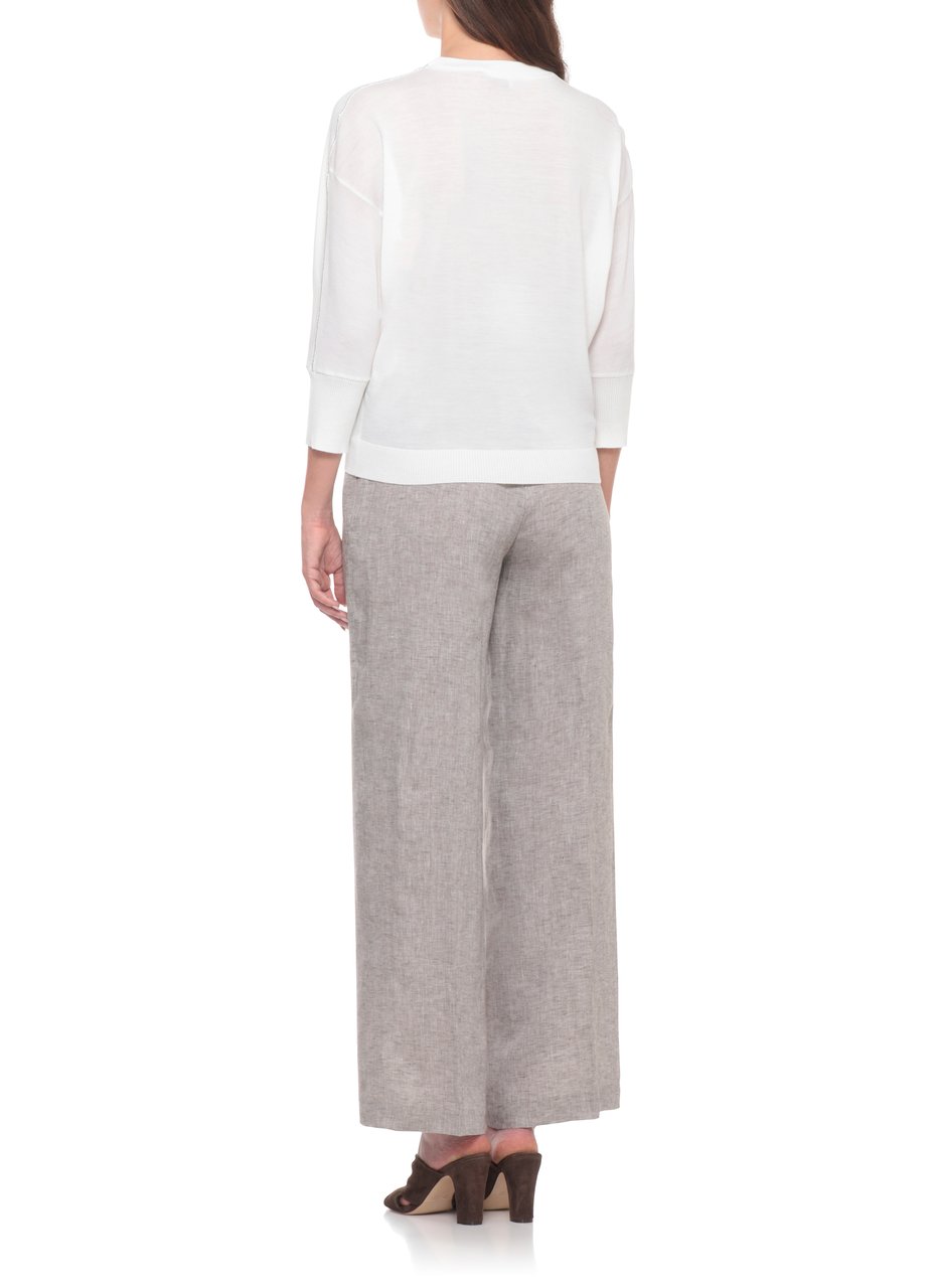 Peserico White Light Point Wool Sweater Wit