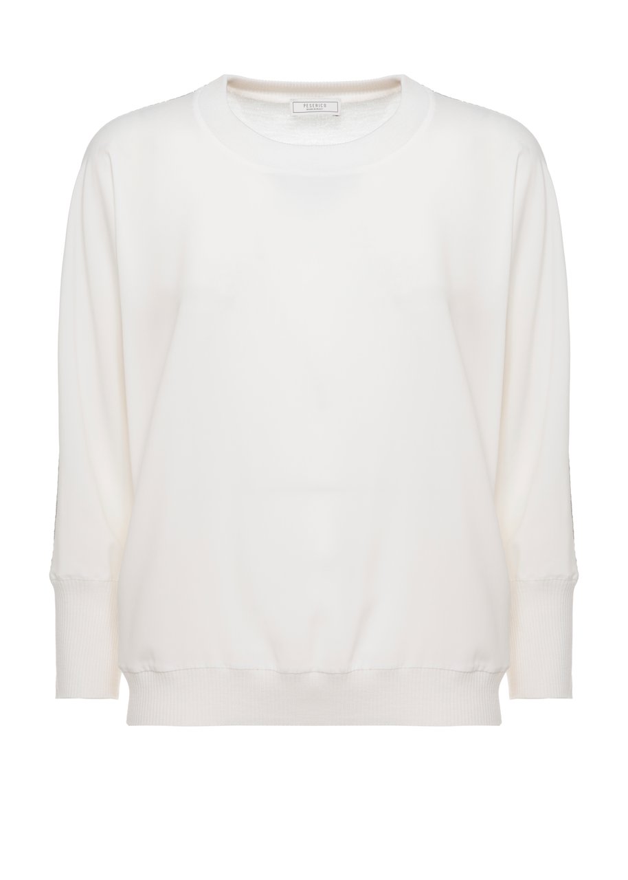 Peserico White Light Point Wool Sweater Wit