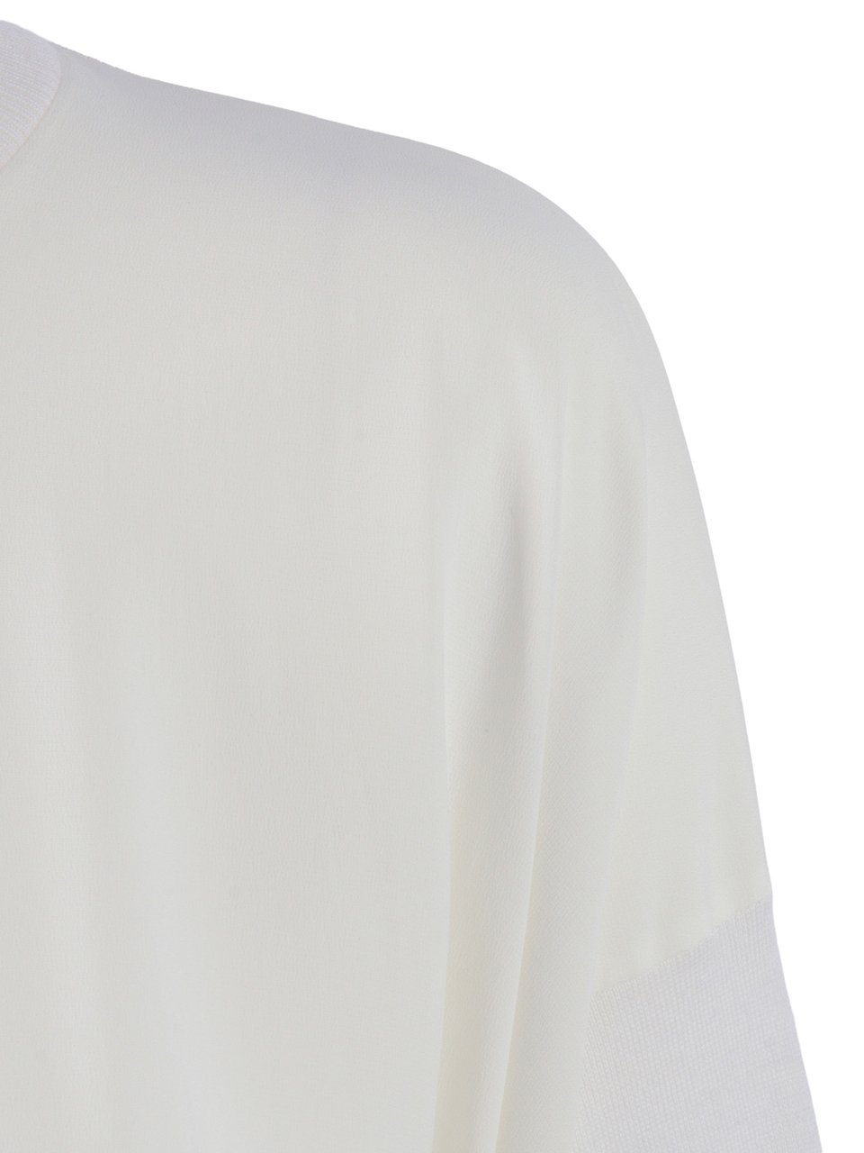 Peserico White Boxy Ribbed Sweater Wit