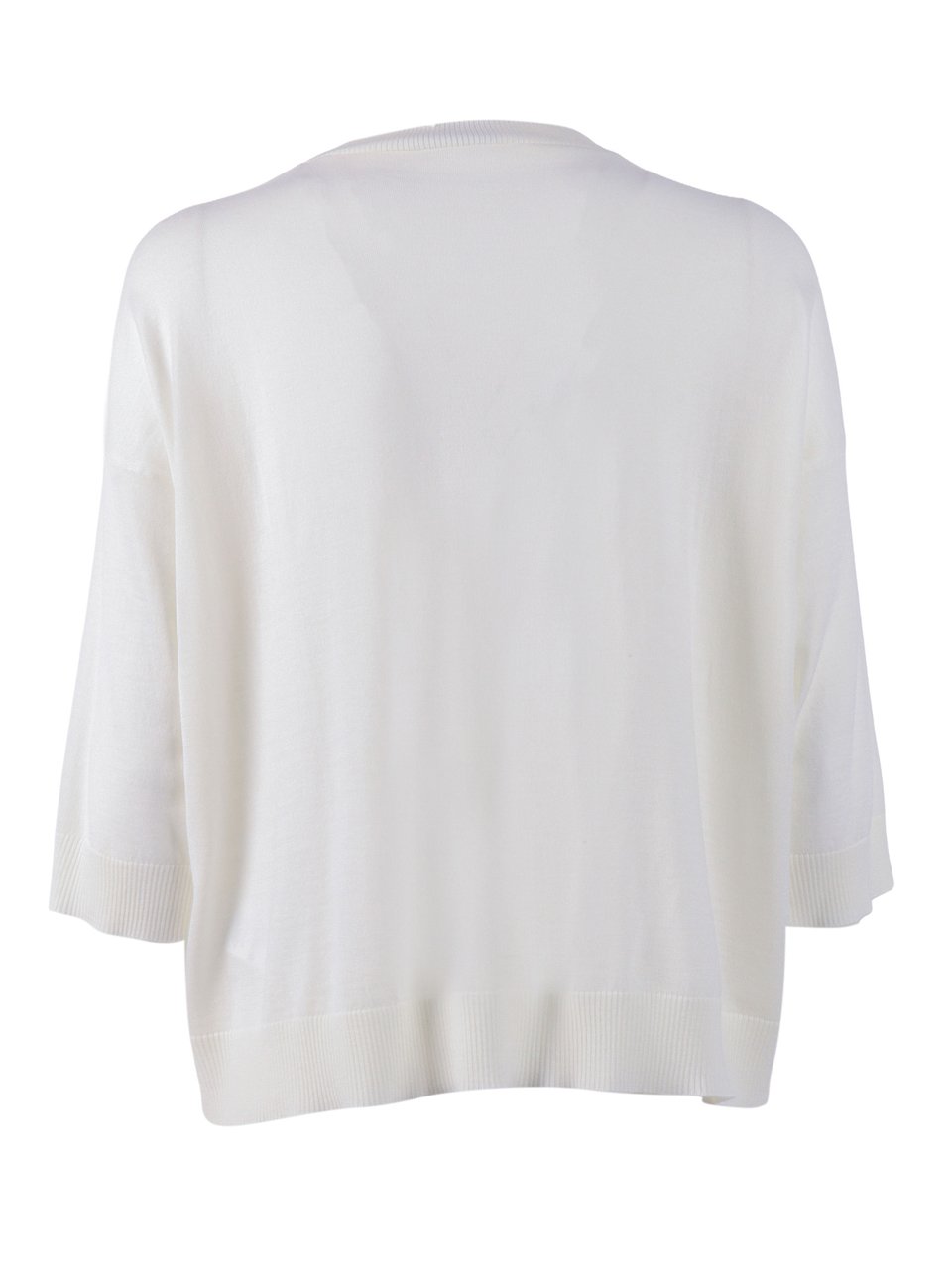Peserico White Boxy Ribbed Sweater Wit