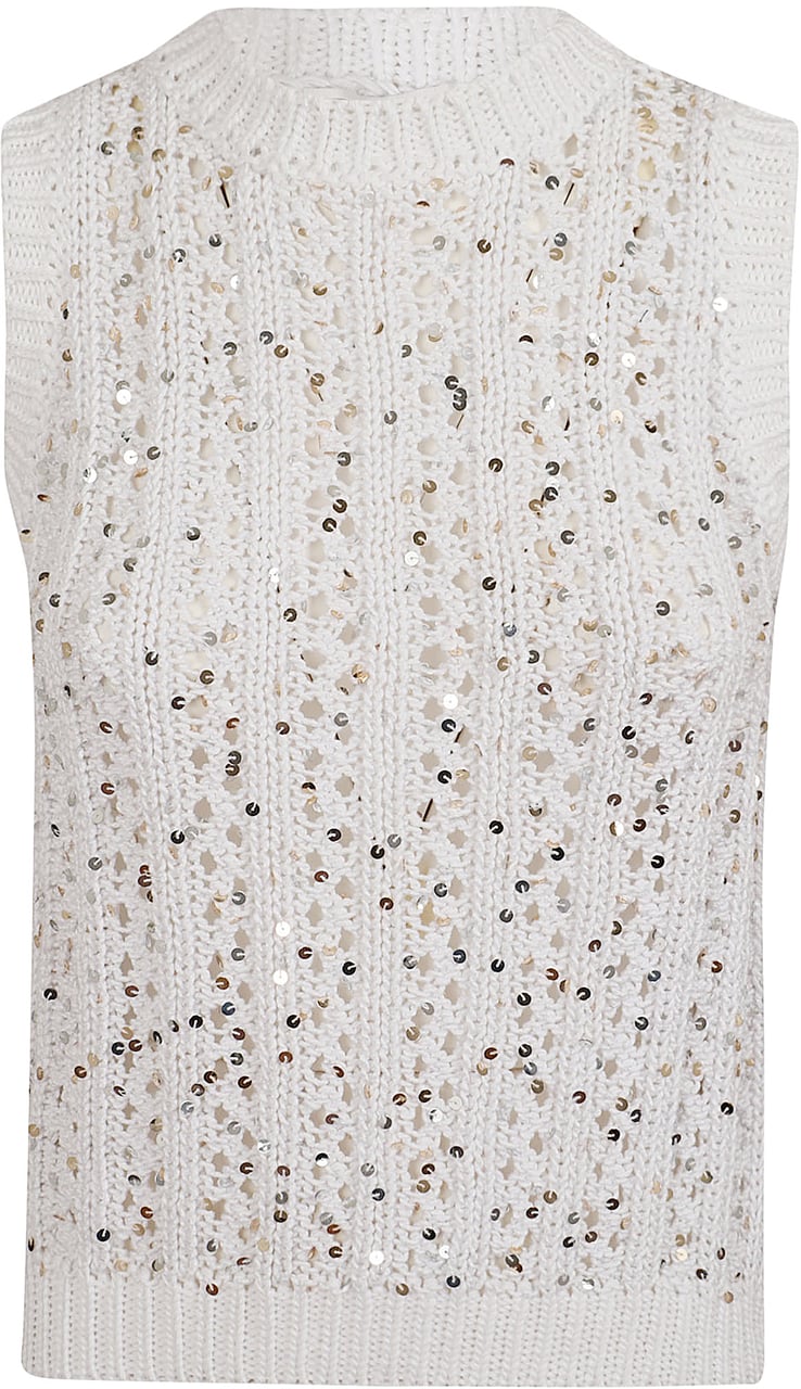 Peserico PESERICO TOP TRICOT FETTUCCIA DI COTONE Wit