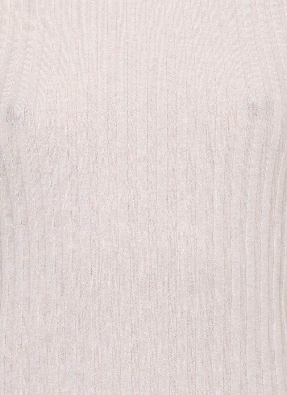 Peserico Beige Ribbed Pattern Cotton Tank Top Neutraal