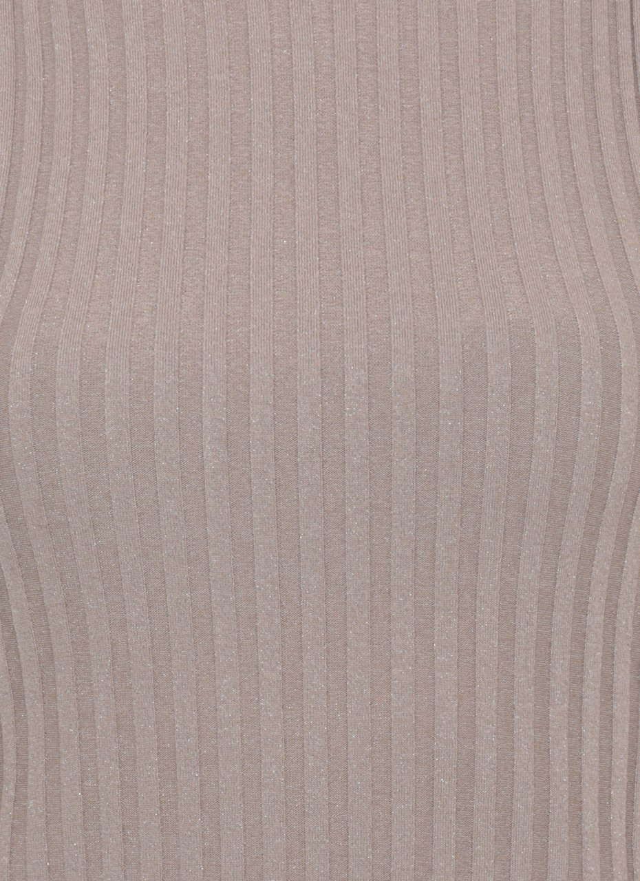 Peserico Brown Ribbed Pattern Cotton Tank Top Grijs