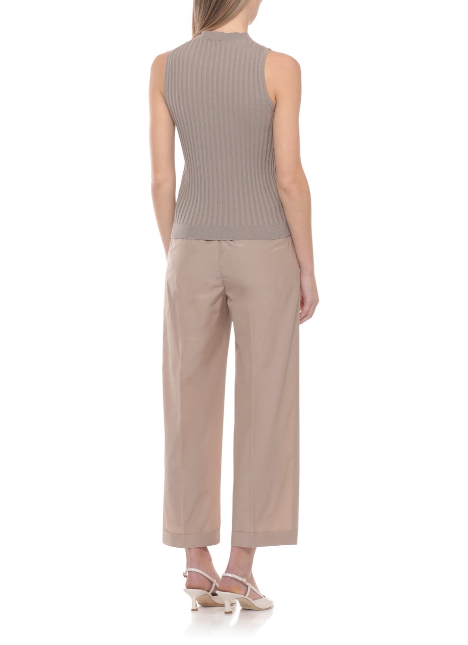 Peserico Brown Ribbed Pattern Cotton Tank Top Grijs