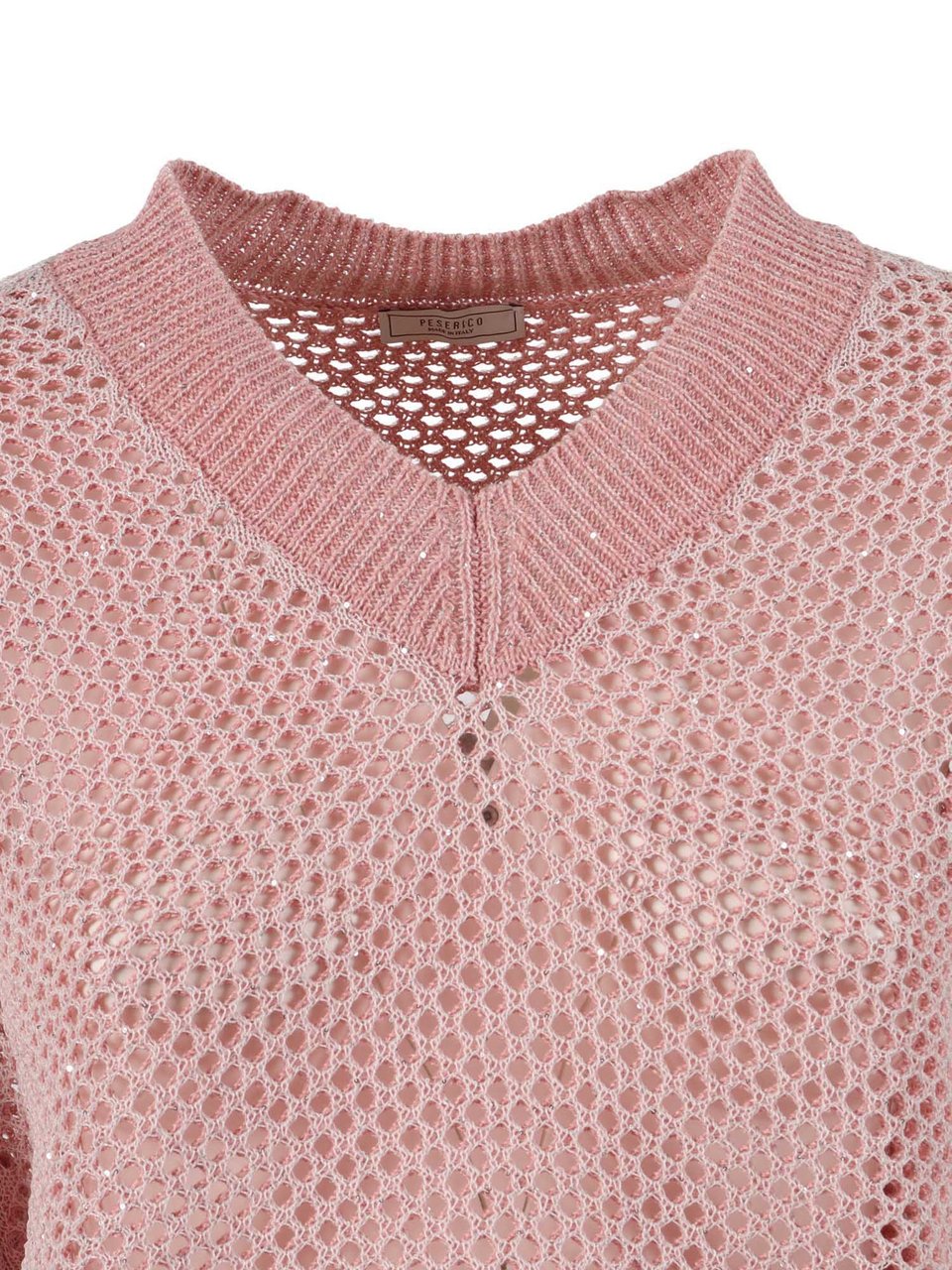 Peserico Open Knit V Neck Sweater Roze