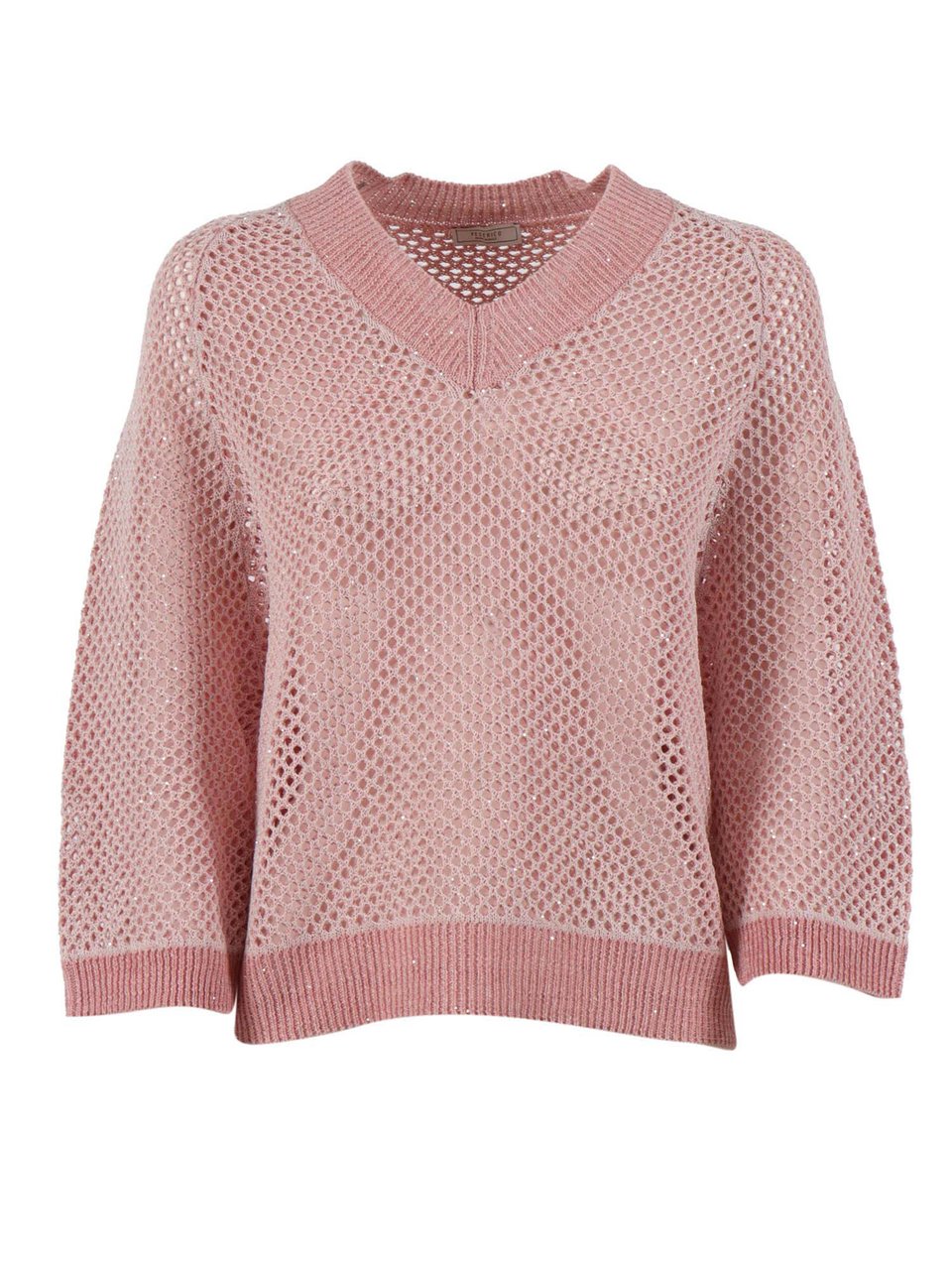 Peserico Open Knit V Neck Sweater Roze