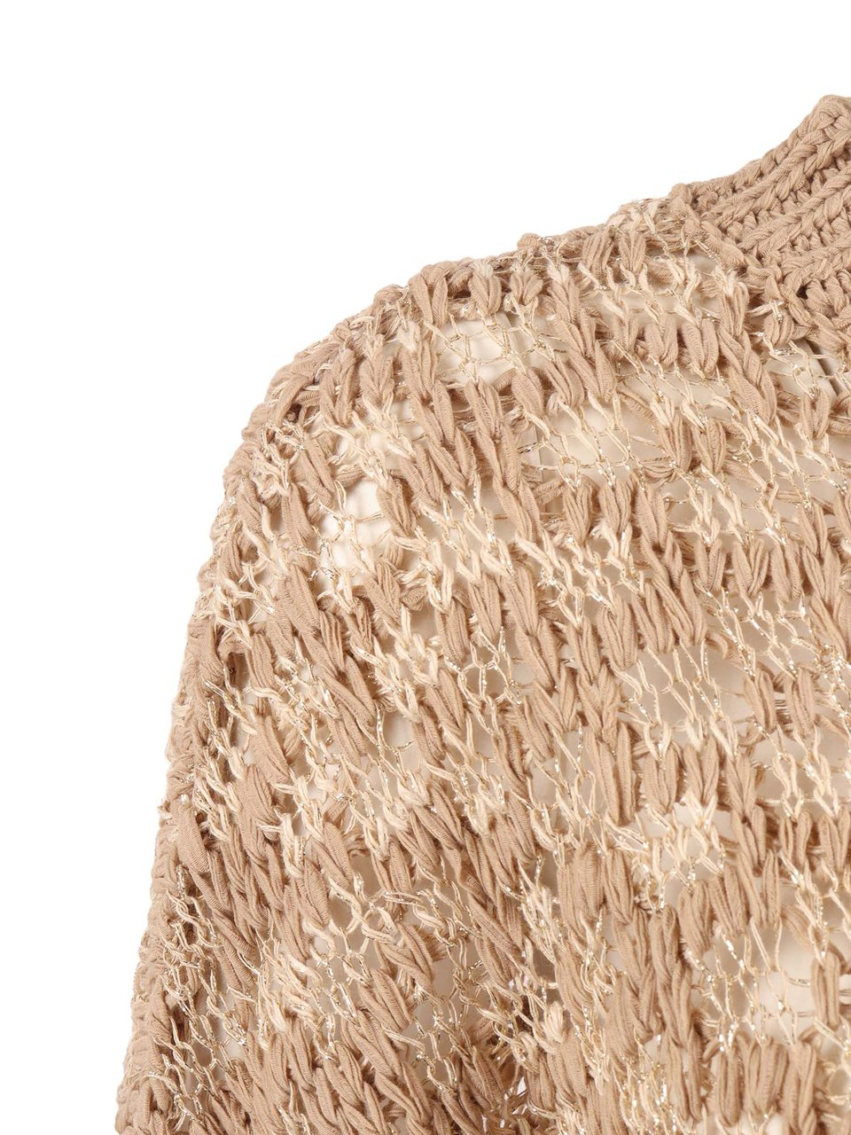 Peserico Textured Open Weave Cropped Sweater Neutraal