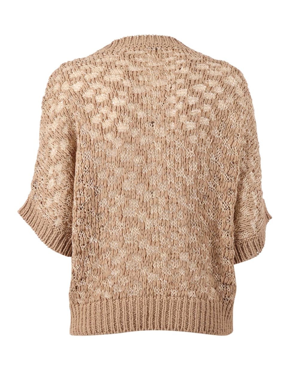 Peserico Textured Open Weave Cropped Sweater Neutraal