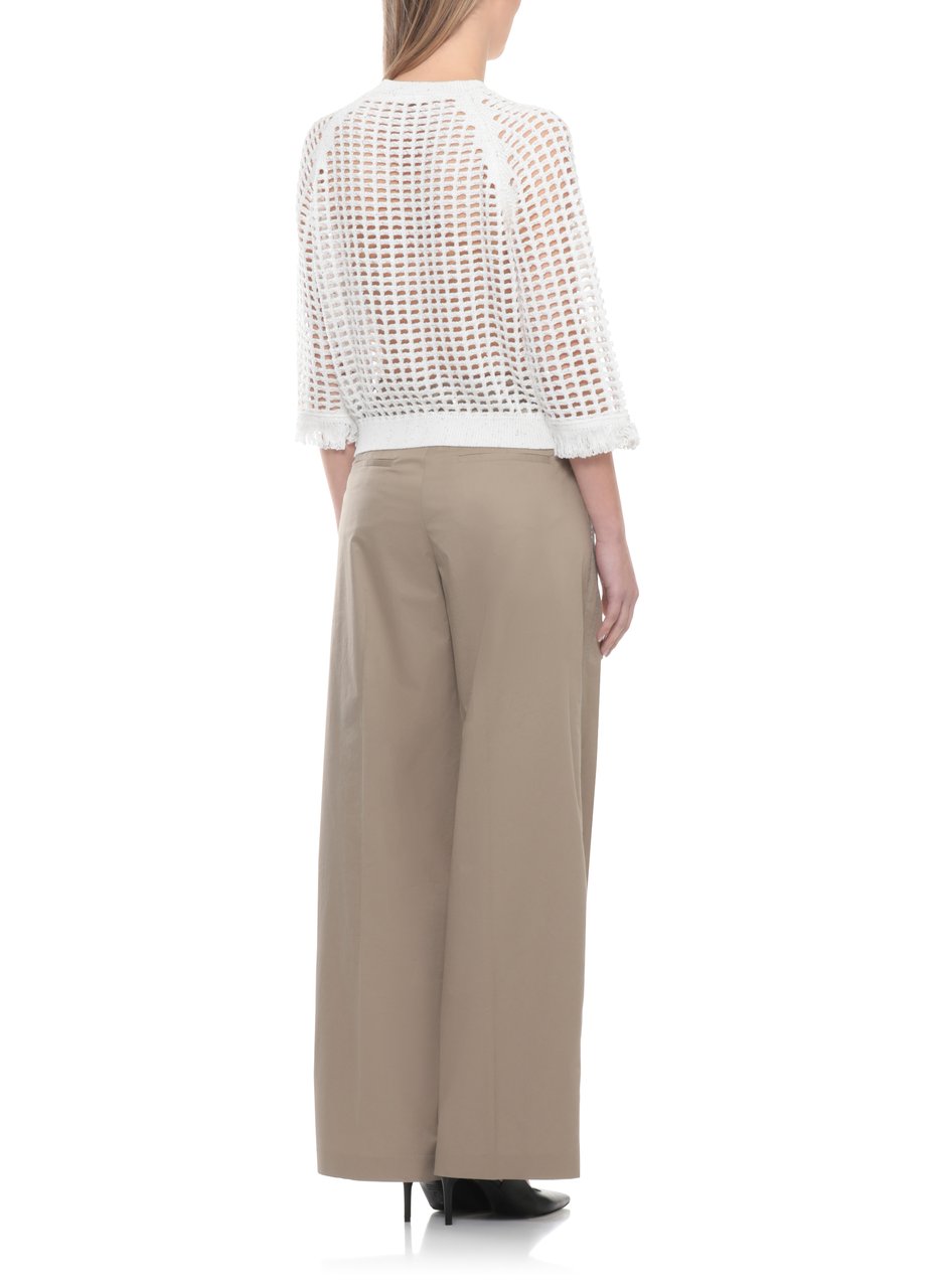Peserico Ivory Cotton Sequin Perforated Sweater Wit