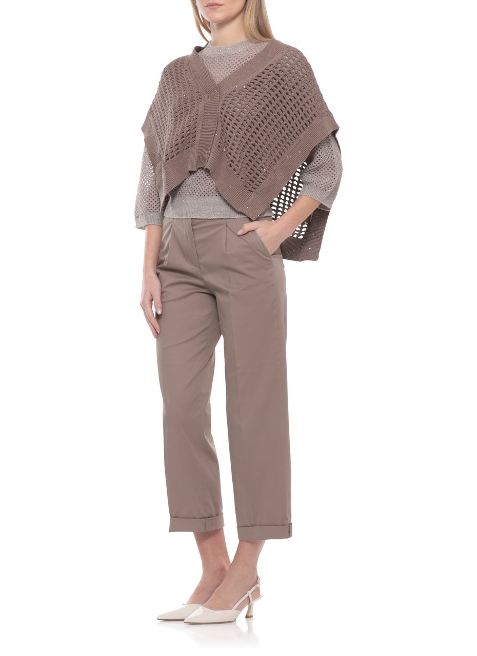 Peserico Brown Perforated Sequin Cotton Vest Bruin