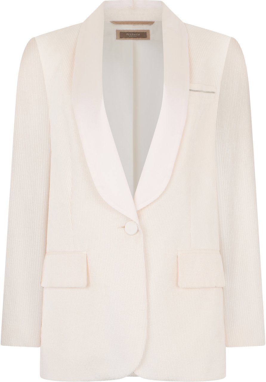 Peserico Elegant cream white blazer with a minimal and versatile design. Wit