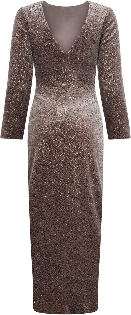 Peserico Long fitted dress with sequins and elegant design. Bruin