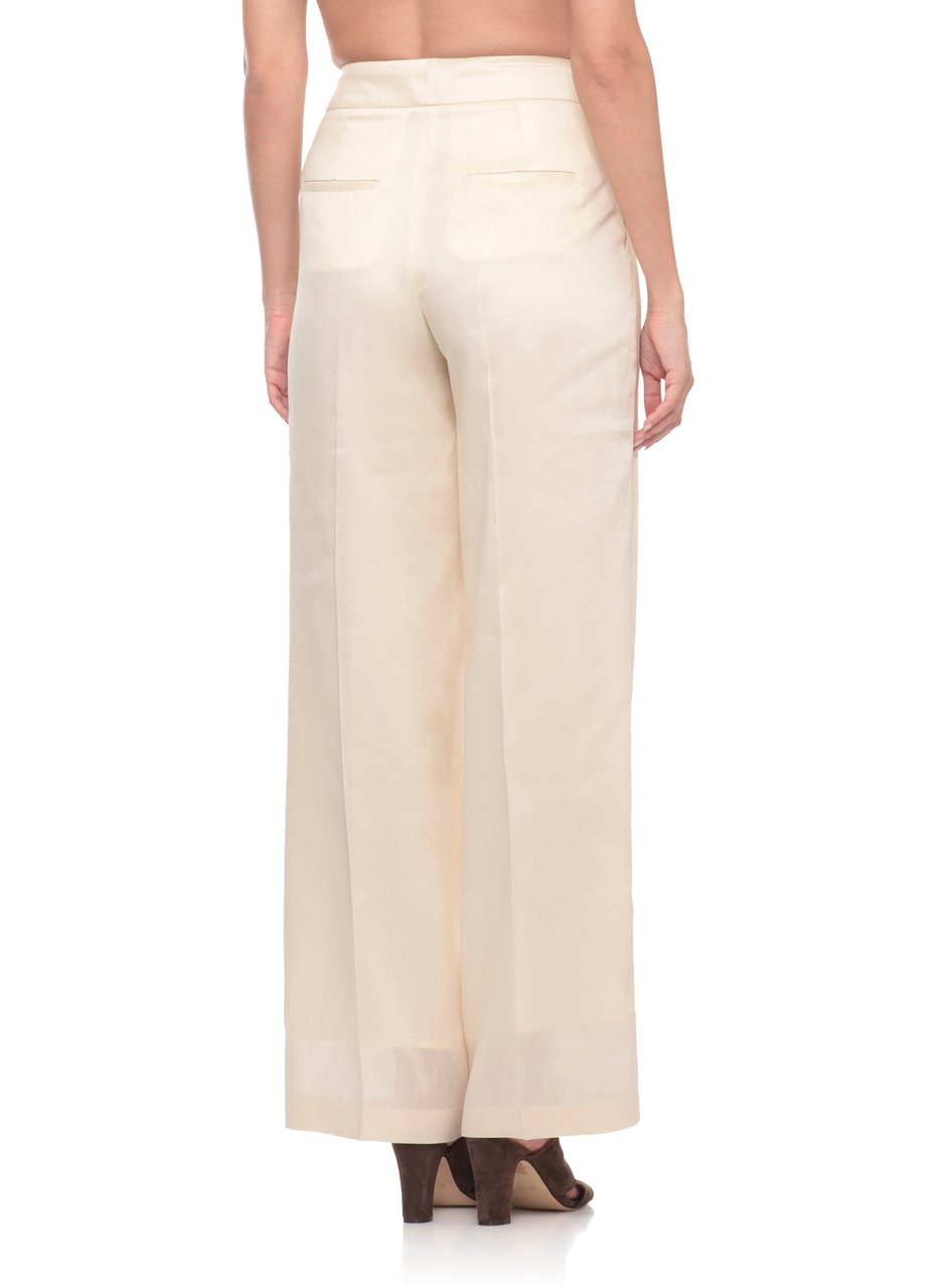 Peserico Ivory Aurea Linen-Silk Wide-Leg Pants Neutraal