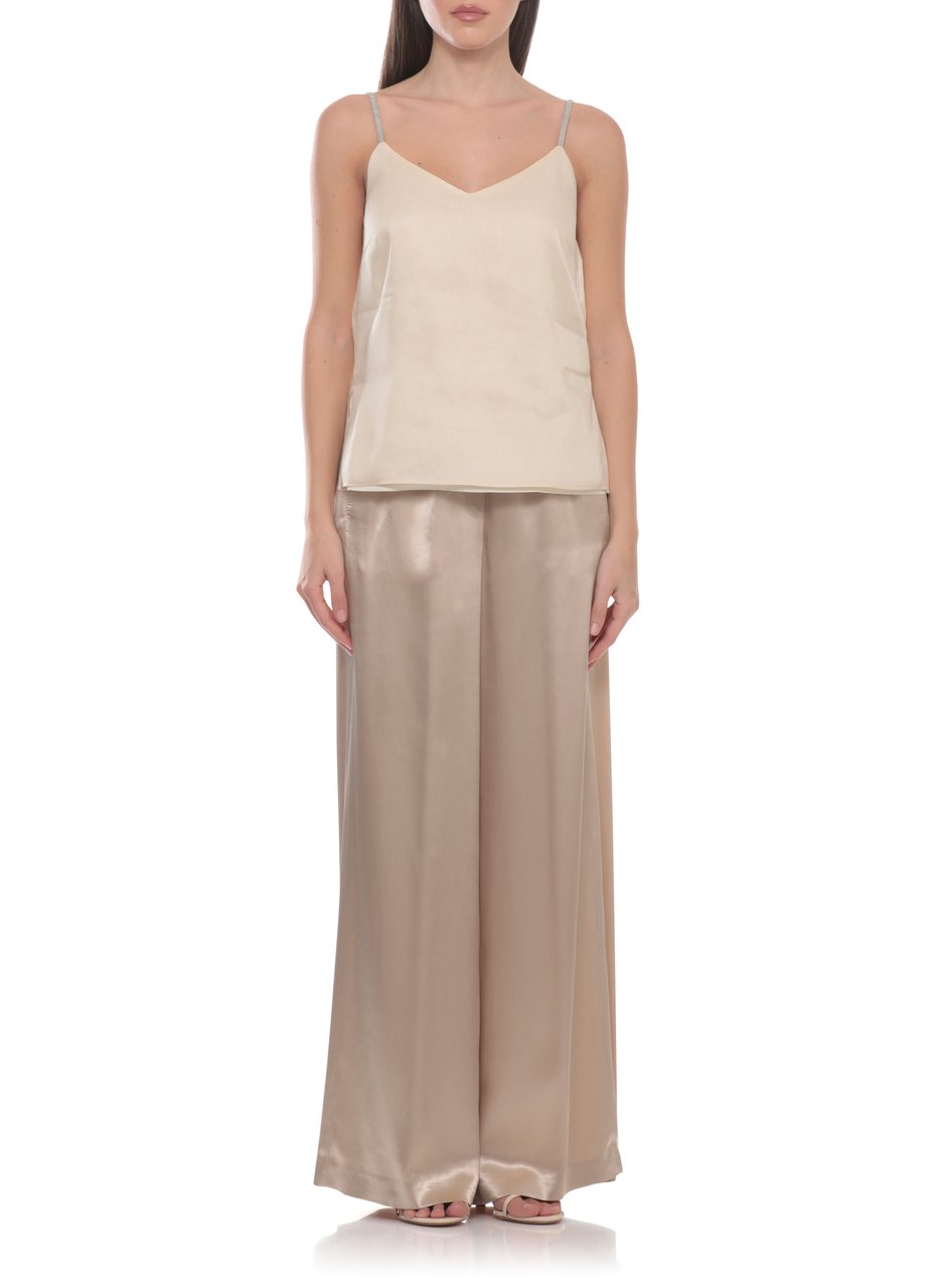 Peserico Ivory Linen-Blend V-Neck Tank Top Neutraal