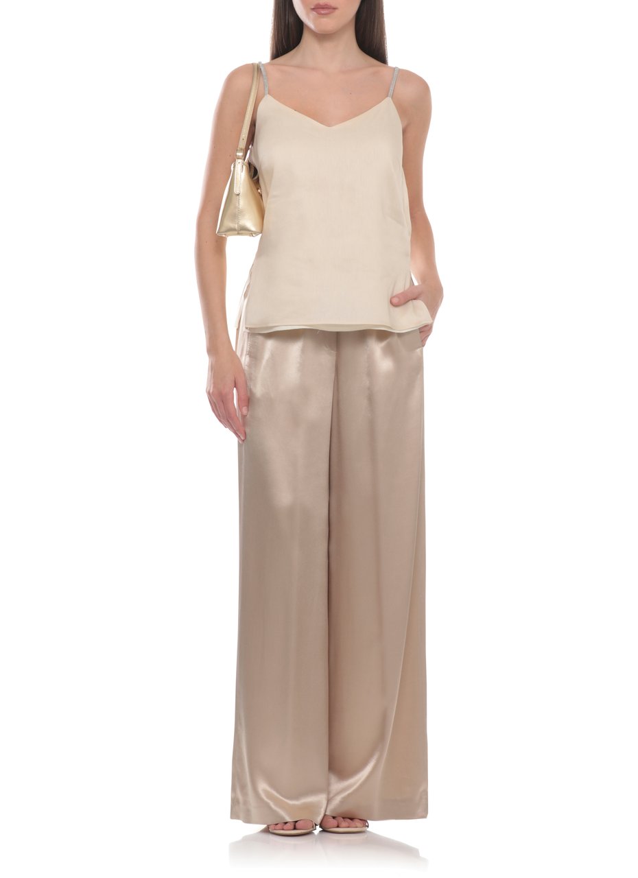 Peserico Ivory Linen-Blend V-Neck Tank Top Neutraal