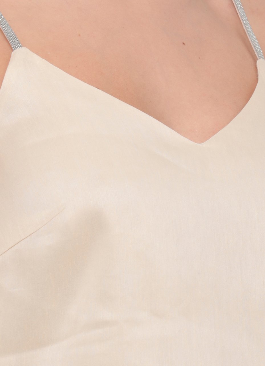 Peserico Ivory Linen-Blend V-Neck Tank Top Neutraal