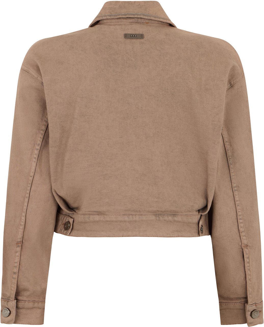 Peserico Brown crop jacket in denim with versatile design. Bruin