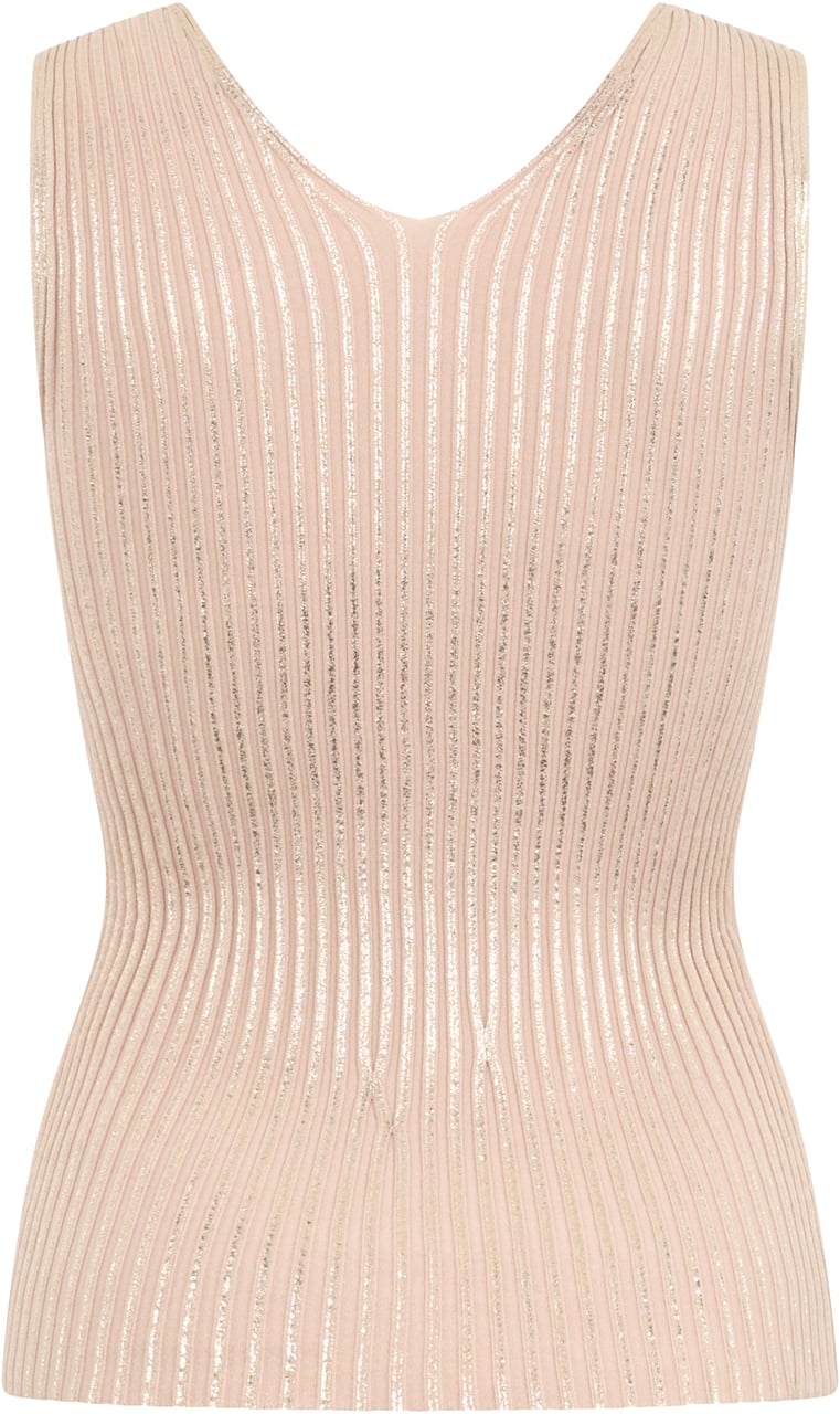 Peserico Beige top without sleeves with elegant and sophisticated design. Goud