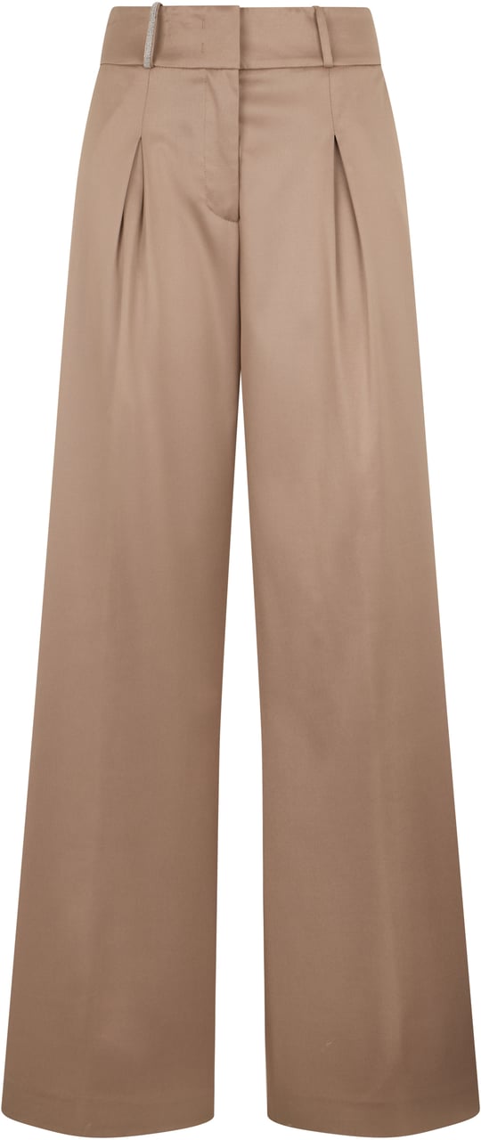 Peserico Loose beige pants with a high waist and elegant design. Beige