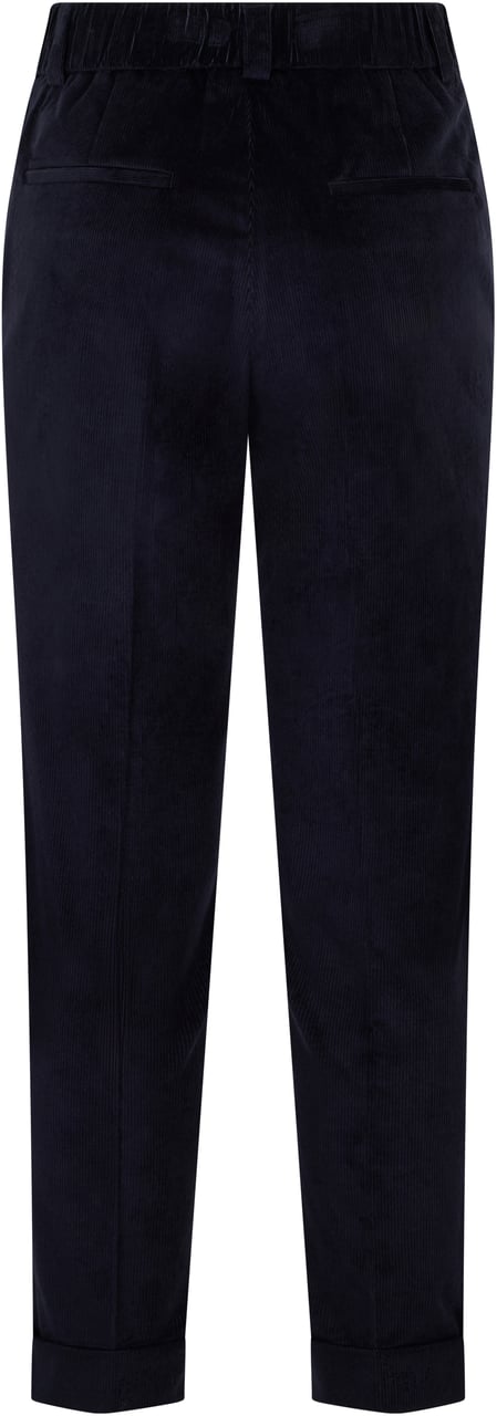 Peserico Dark blue tapered elegant high-waisted pants. Blauw