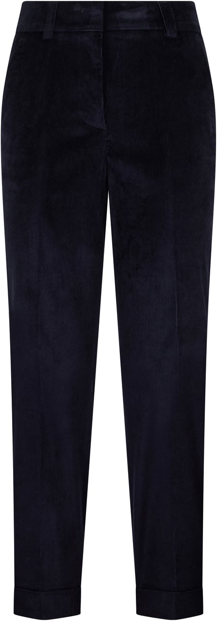 Peserico Dark blue tapered elegant high-waisted pants. Blauw