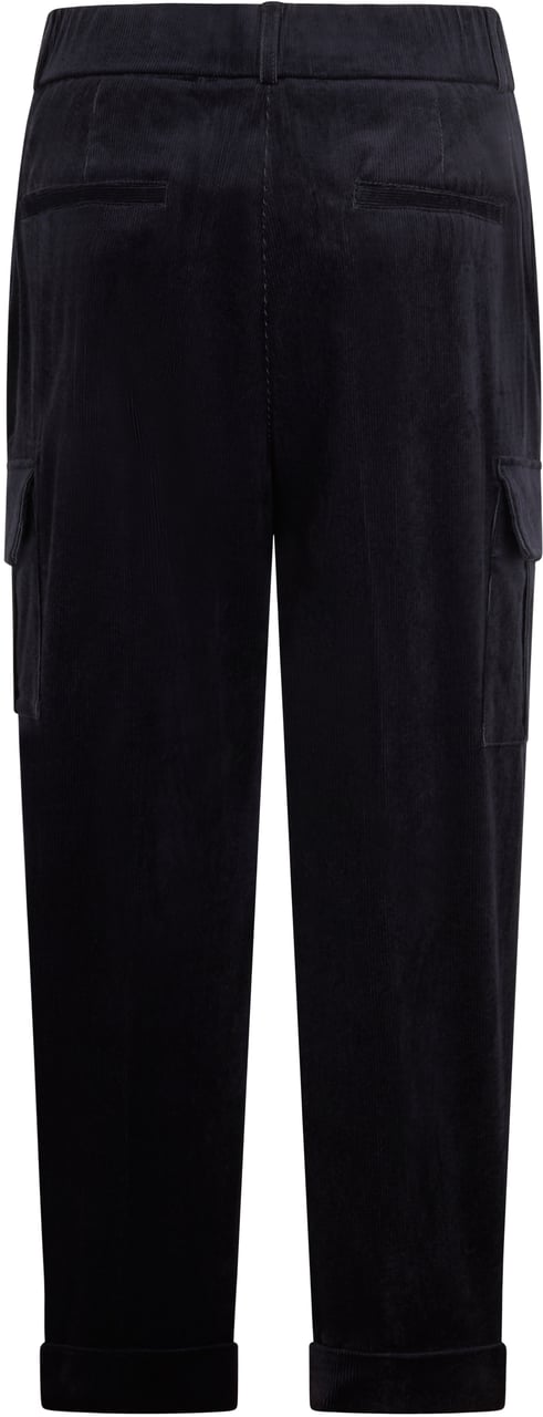 Peserico Black velvet ribbed pants with a minimal and versatile design. Zwart