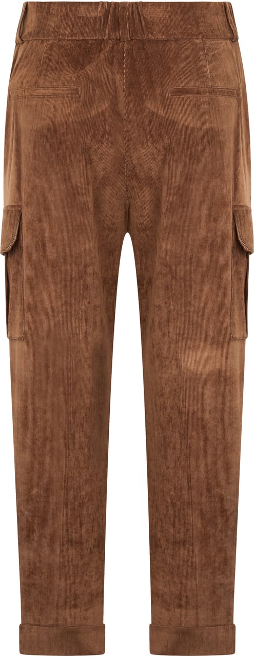 Peserico Brown pants with corduroy fabric in versatile and elegant design. Bruin