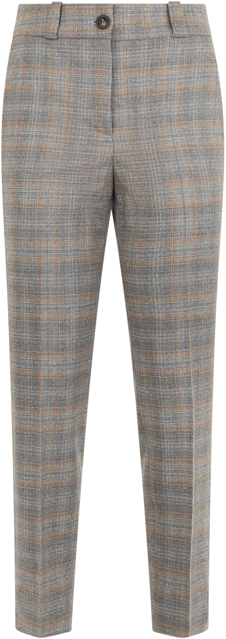 Peserico Slim fit plaid trousers that are elegant and modern. Grijs