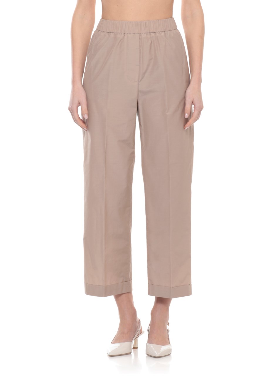 Peserico Beige Cotton-Blend Straight-Leg Pants Neutraal