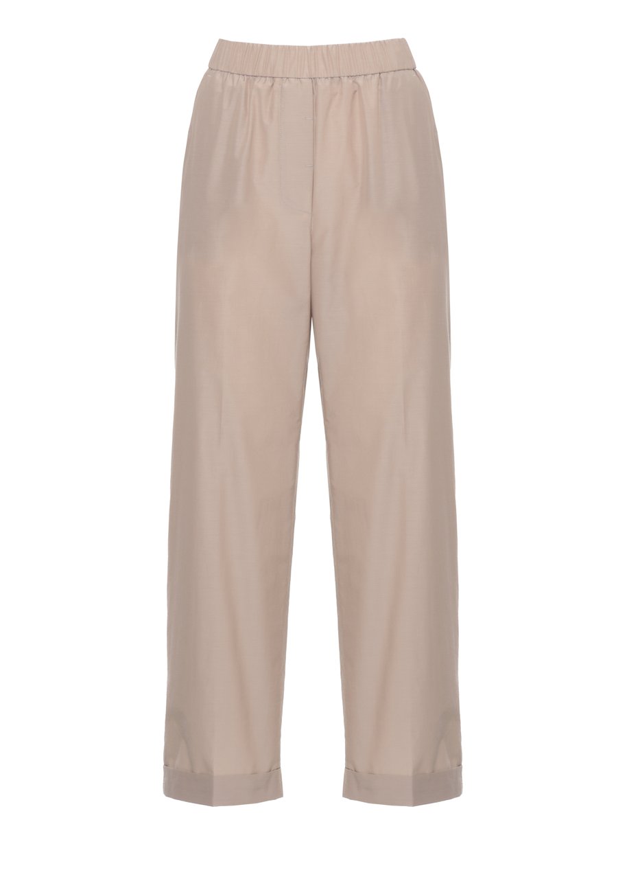 Peserico Beige Cotton-Blend Straight-Leg Pants Neutraal