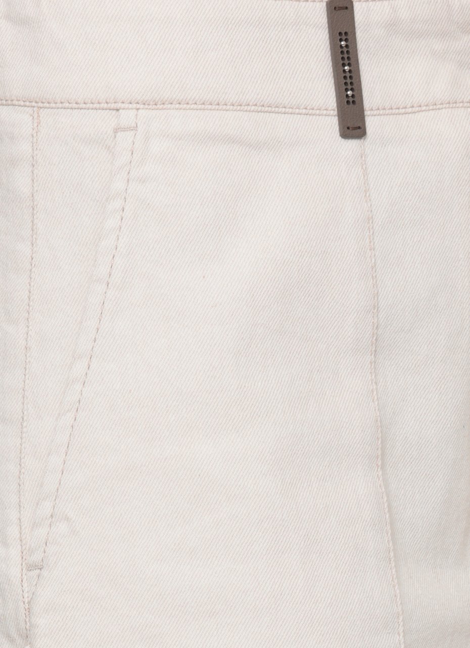 Peserico Ivory Cotton-Blend Straight-Leg Pants Neutraal