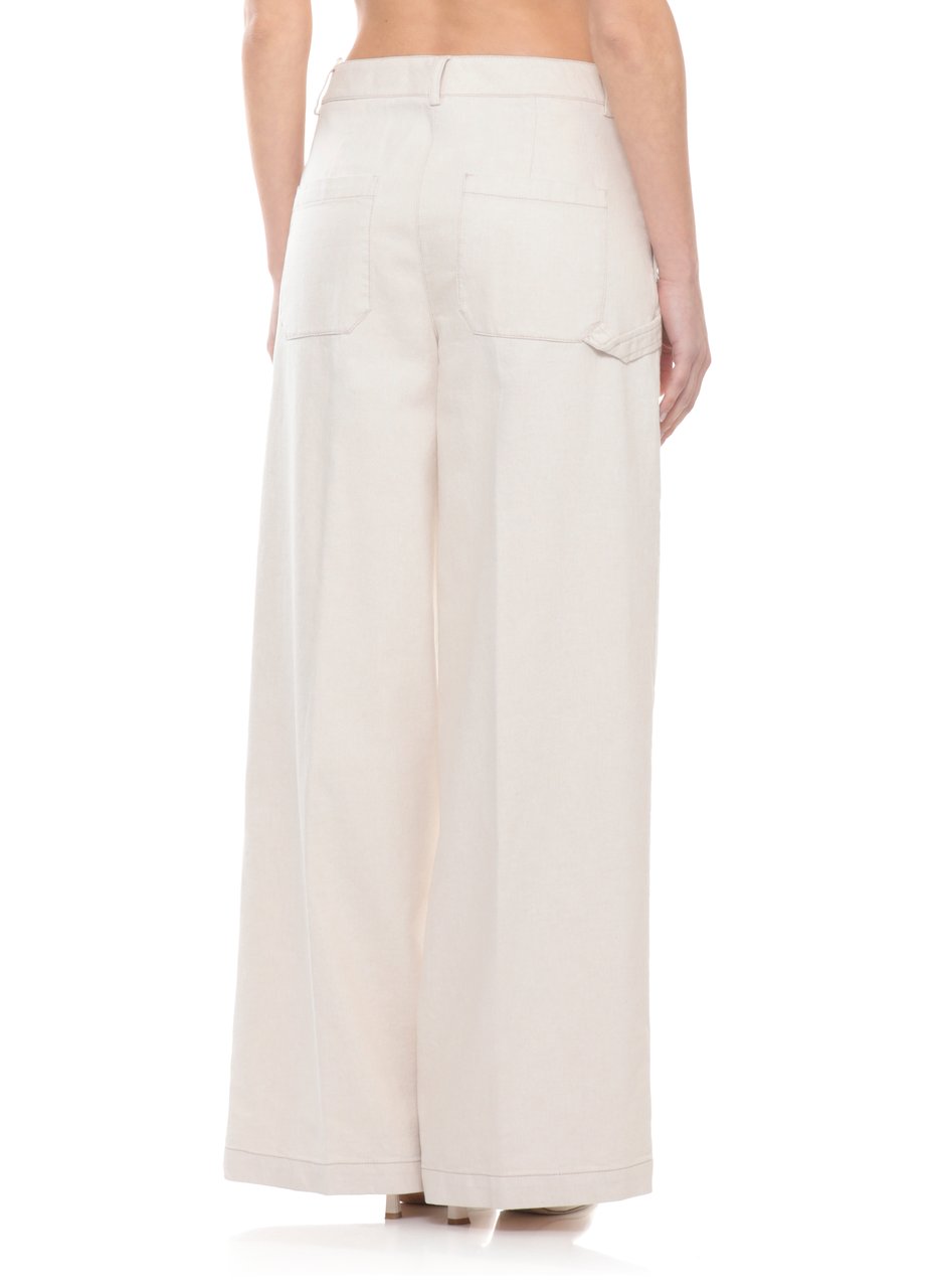 Peserico Ivory Cotton-Blend Straight-Leg Pants Neutraal